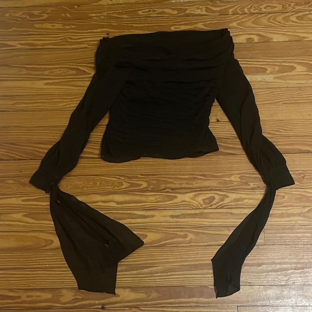 Black Off-Shoulder Long Sleeve Top